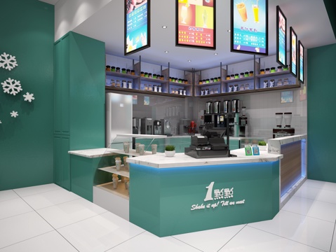  工装空间奶茶店3d模型 