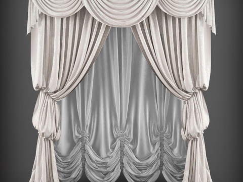  现代布艺窗帘3d模型 