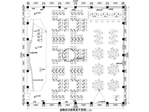 金融实训室教室平面图cad施工图