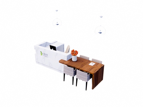 展厅 公司前台 工装 前台接待 酒店前台 办公空间su模型