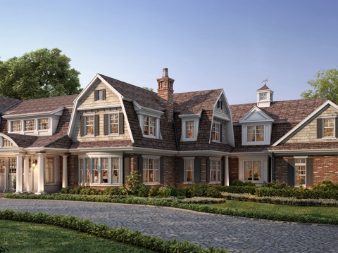  欧式别墅外观全模场景3d模型 