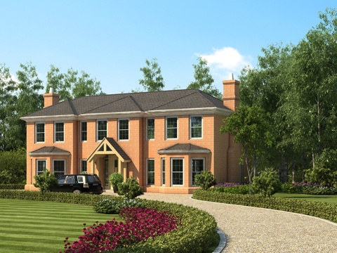  欧式别墅外观3D模型全模场景3d模型 