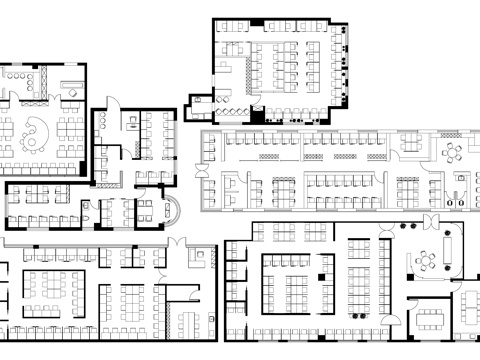 教室自习室平面布局图cad施工图