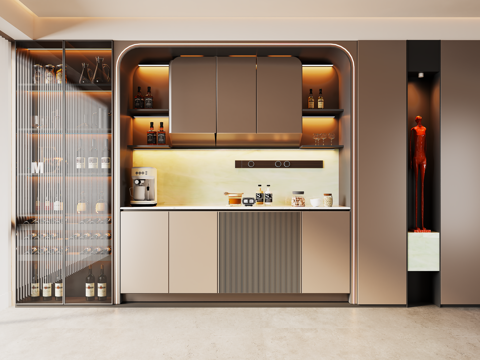 意式现代餐边柜 酒柜餐边柜su模型