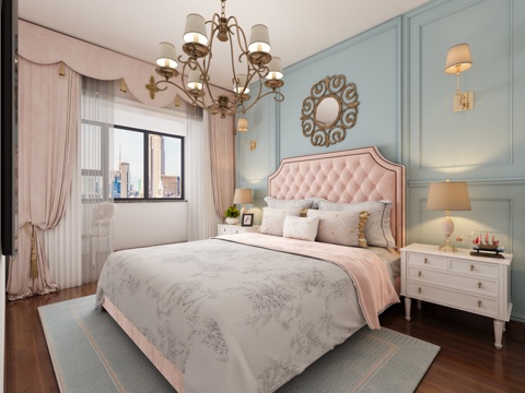  欧式简约女儿房 卧室3d模型 