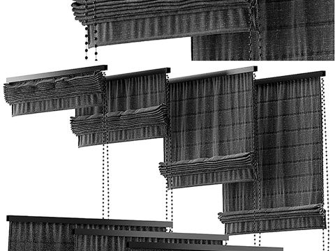  现代布艺窗帘3d模型 