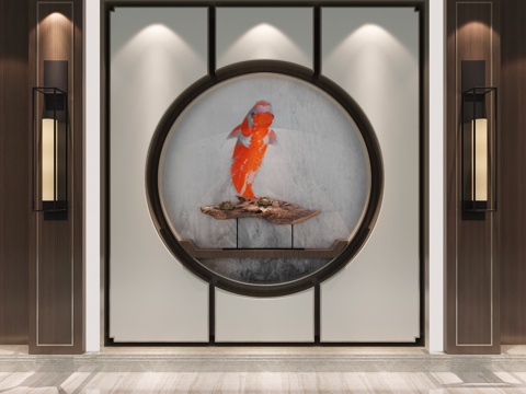  背景墙 形象墙 背景墙 壁灯 禅意背景墙 摆设品3d模型 