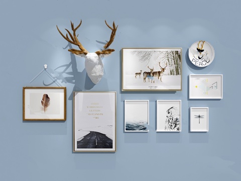  现代北欧装饰画组合3d模型 