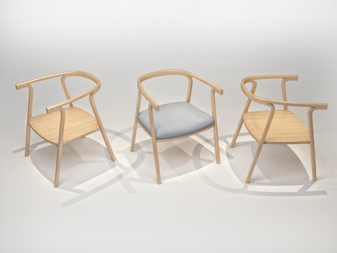  北欧原木餐椅椅子3d模型 