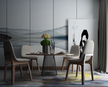  现代餐桌椅组合3d模型 