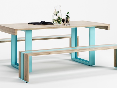  现代户外桌子椅子组合3d模型 