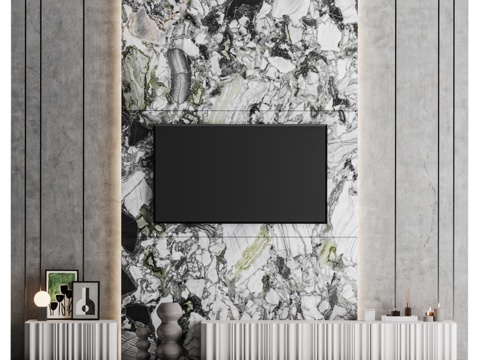  装饰电视墙3d模型 