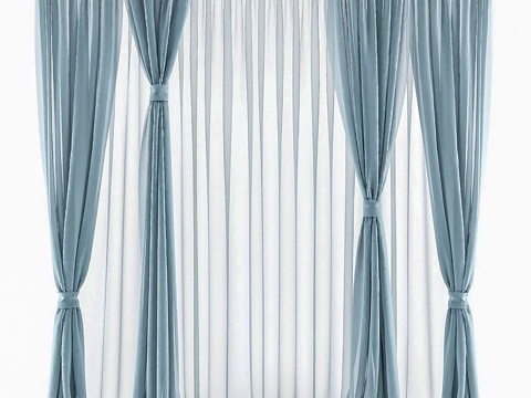  现代布艺窗帘3d模型 