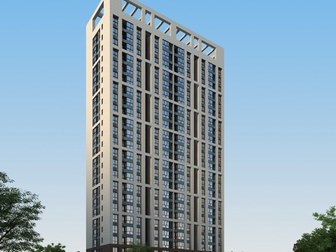  现代高层住宅全模场景3d模型 