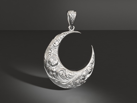  月亮吊坠3d模型 