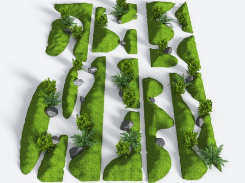  现代微地形 草坡 小山包 小土坡 枯山水 绿岛 庭院景观 景3d模型 
