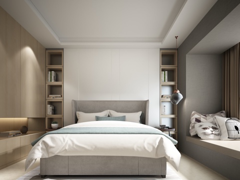  现代卧室 主人房 青年房 床3d模型 