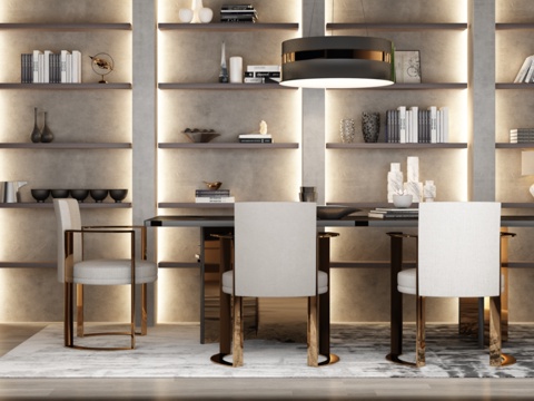  后现代简约餐桌椅组合3d模型 