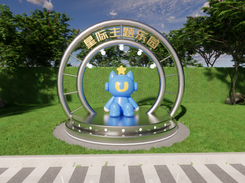 科技美陈打卡 科技美陈装置 星际主题乐园su模型