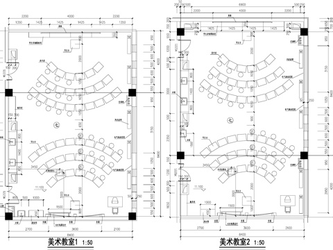 美术教室课堂平面图cad施工图