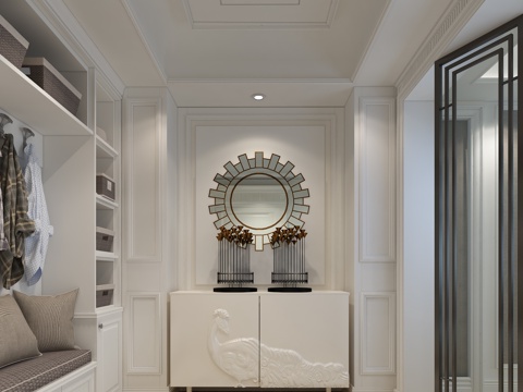  简欧玄关鞋柜鞋架 衣橱3d模型 