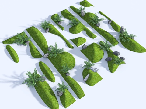  现代微地形 草坡 小山包 小土坡 枯山水 绿岛 庭院景观 景3d模型 