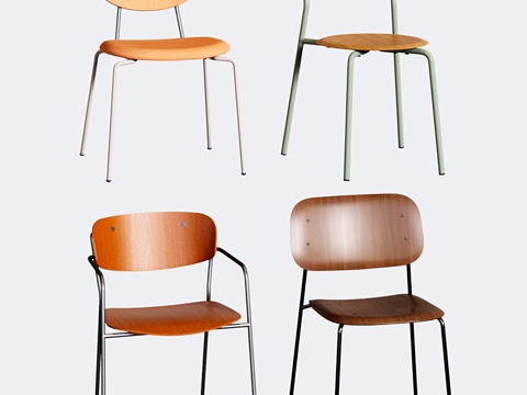  现代不锈钢餐椅 单椅 写字椅3d模型 