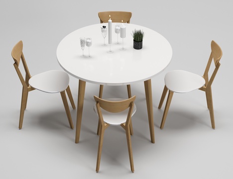  北欧餐桌椅子组合3d模型 