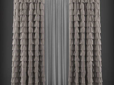  现代布艺窗帘3d模型 