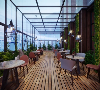  现代阳光房咖啡屋3d模型 