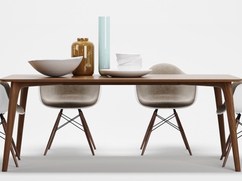  北欧餐桌椅组合 摆件组合3d模型 