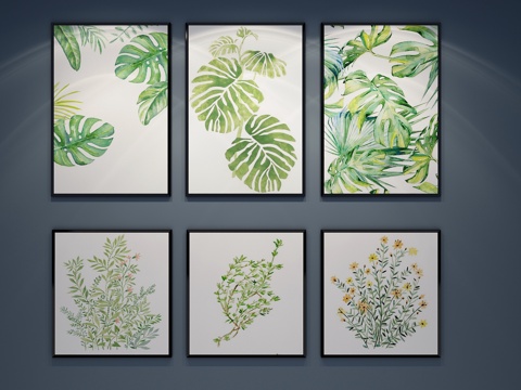  现代北欧小清新挂画3d模型 