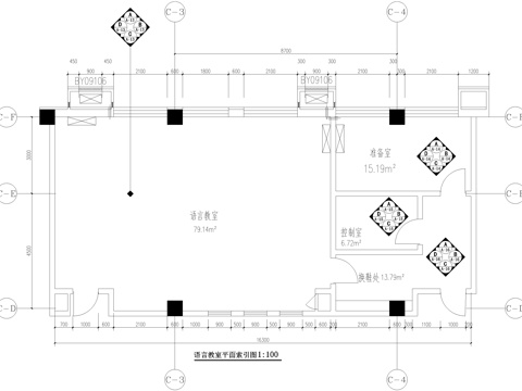 语言教室课堂cad施工图