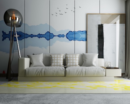  现代沙发茶几组合3d模型 