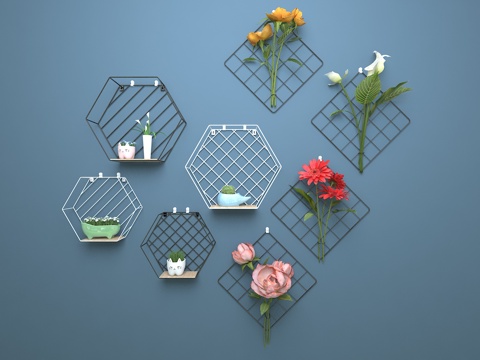  北欧网格墙饰3d模型 