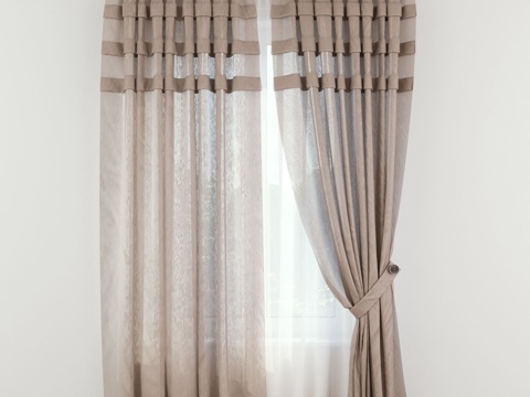  现代布艺窗帘3d模型 