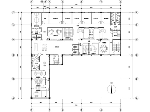 少儿教育培训机构中心幼儿学生教室平面图cad施工图