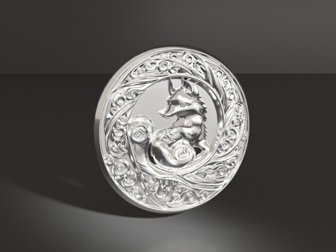  小狼胸针3d模型 