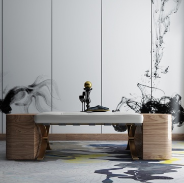  新中式卧榻 床榻3d模型 