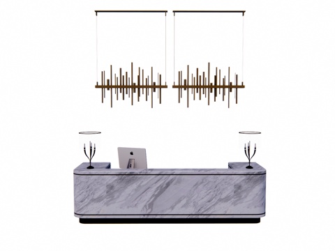 大厅 办公室 展厅 酒店前台 工位 电脑su模型