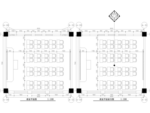 40人教室课堂课室cad施工图