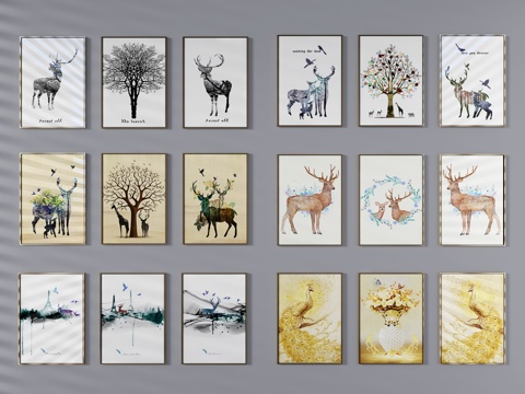  北欧挂画 装饰画 镜框画 北欧现代挂 画现代装饰画 北欧3d模型 