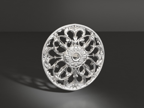  圆形花纹图胸针3d模型 