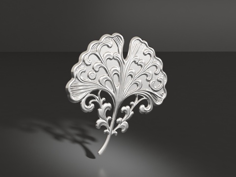  银杏叶花纹图胸针3d模型 