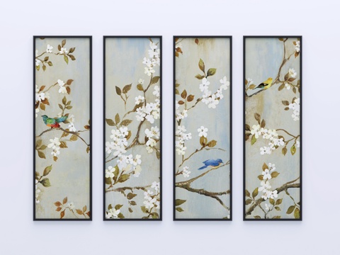  经典新中式挂画3d模型 