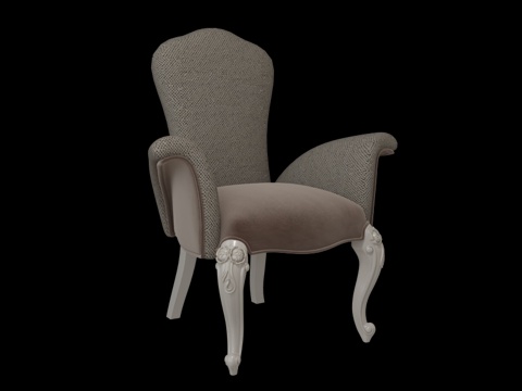  诺丁山简美餐厅带扶手餐椅3d模型 