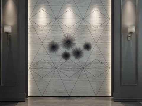  现代背景墙 现代壁灯 墙饰3d模型 