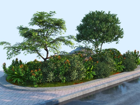  现代植物组合3d模型 