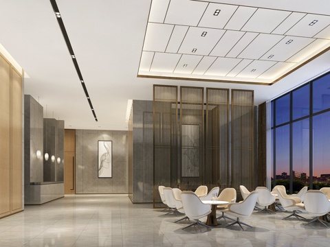  大堂前厅休闲区3d模型 