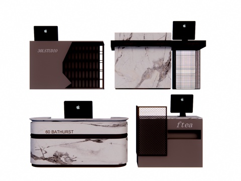 工位 酒店前台 办公室 展厅su模型